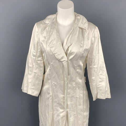 LANVIN Printemps 2006 Taille 8 Manteau en satin texturé froissé blanc cassé