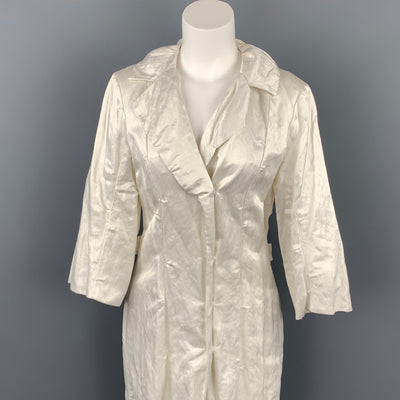 LANVIN Spring 2006 Size 8 Off White Wrinkle Textured Satin Coat
