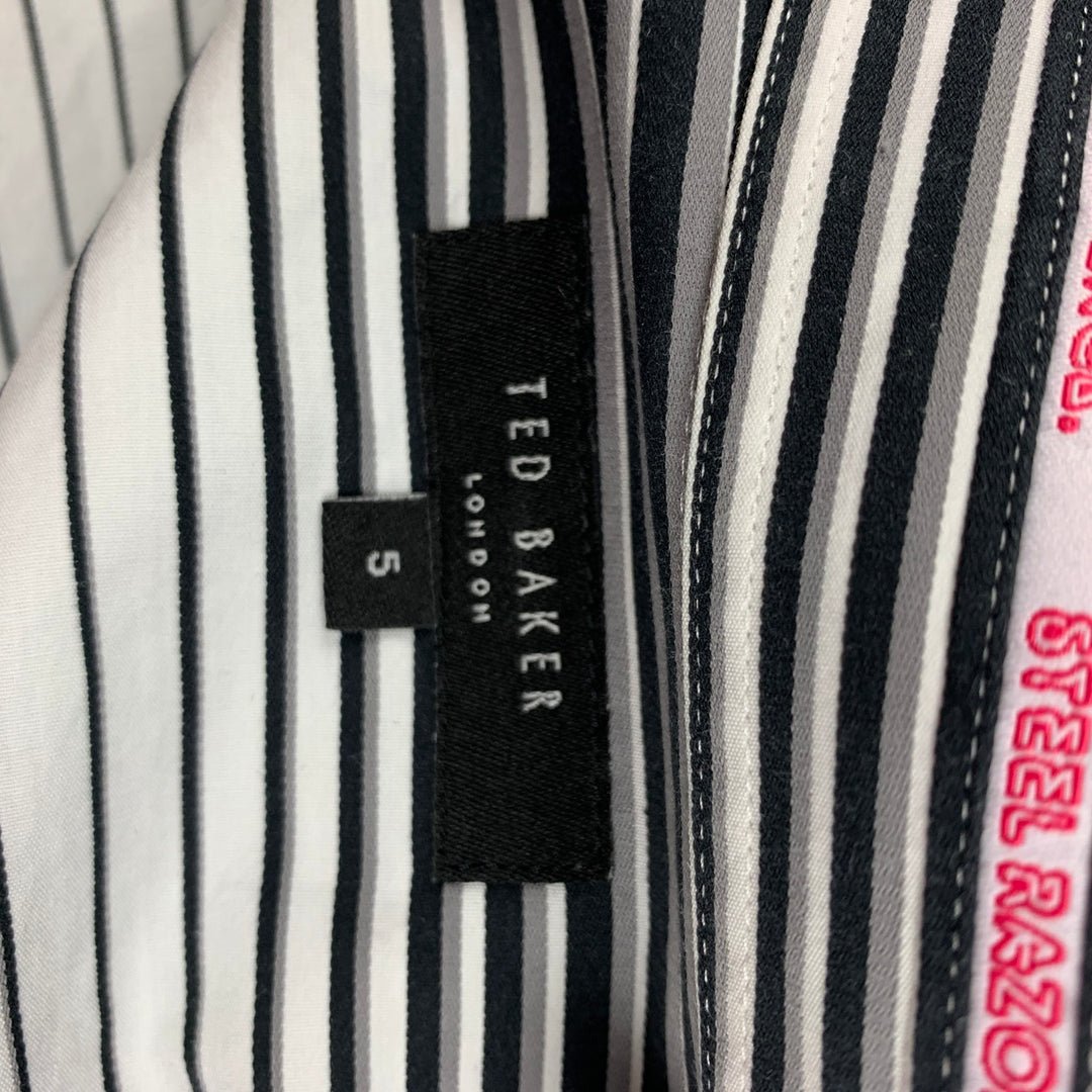 TED BAKER Size XL Black White Stripe Cotton Button Up Long Sleeve Shirt
