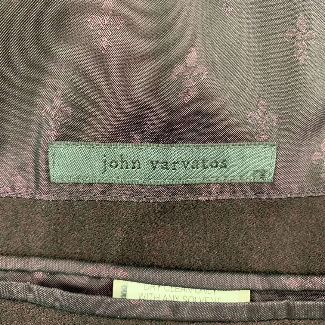 JOHN VARVATOS Size 38 Burgundy Black Dyed Wool Notch Lapel Sport Coat