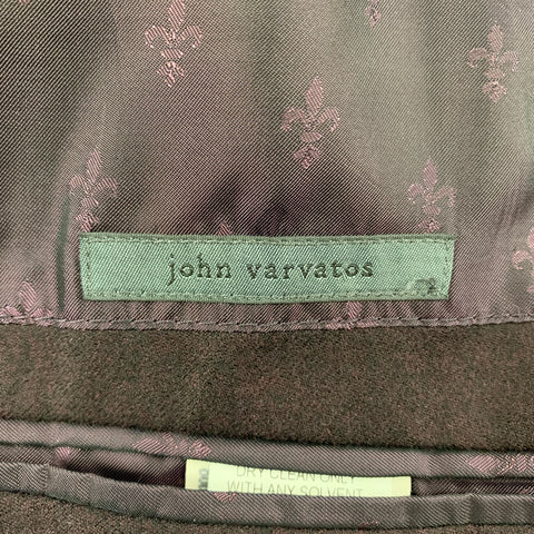 JOHN VARVATOS Size 38 Burgundy Black Dyed Wool Notch Lapel Sport Coat