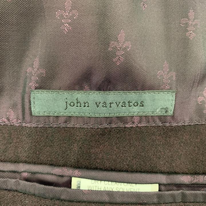 JOHN VARVATOS Size 38 Burgundy Black Dyed Wool Notch Lapel Sport Coat