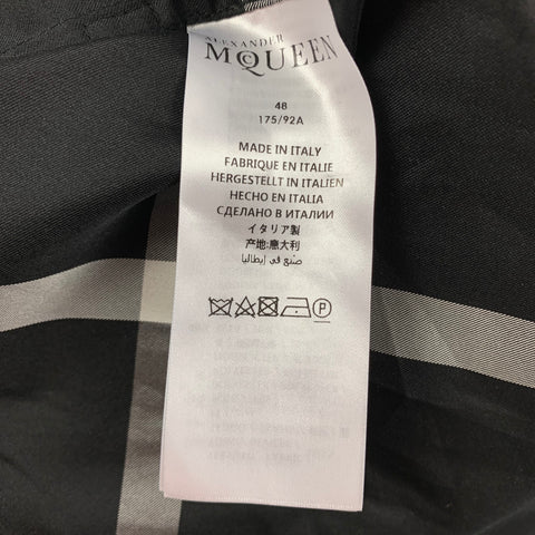 ALEXANDER McQUEEN FW 18 Size 38 Black White Window Pane Belted Trenchcoat