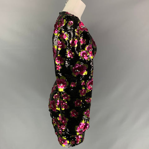 FOR LOVE & LEMONS Size XS Black & Pink Polyester Sequined Mini Dress