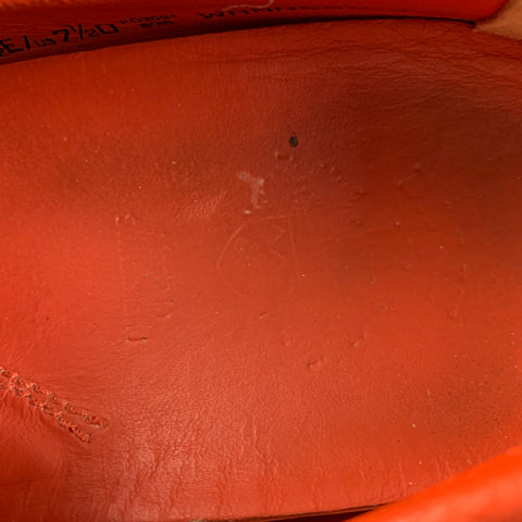 BALLY Size 7.5 Orange Leather Drivers Loafers