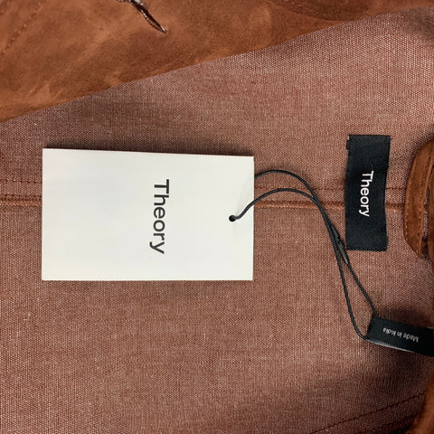 THEORY Size S Brown Suede Lamb Skin Trench Coat