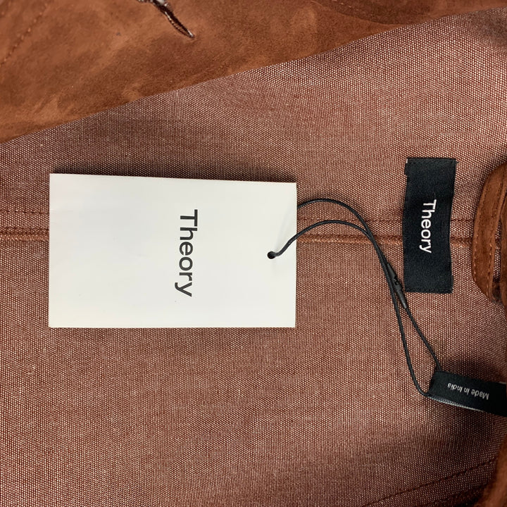 THEORY Size S Brown Suede Lamb Skin Trench Coat