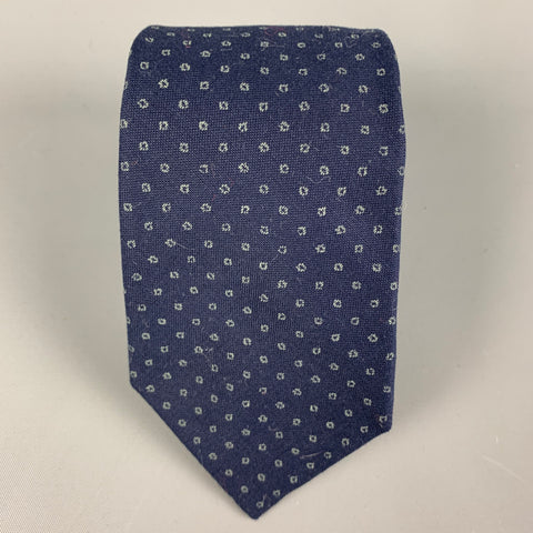 BLADE+BLUE Navy Grey Dots Cotton Tie