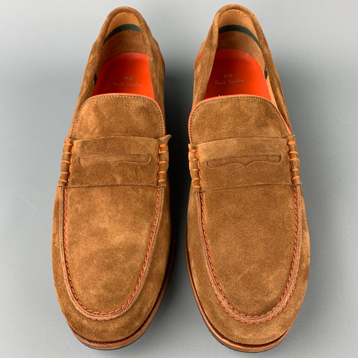 PS by PAUL SMITH Size 12 Tan Suede Contrast Stitch Slip On Teddy Loafers