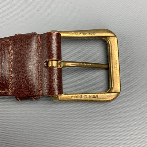 MCM Size 38 Brown Barided Leather Belt