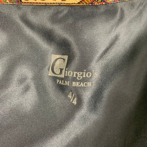 GIORGIO'S PALM BEACH Size L Brown & Gold Print Silk Button Up Long Sleeve Shirt
