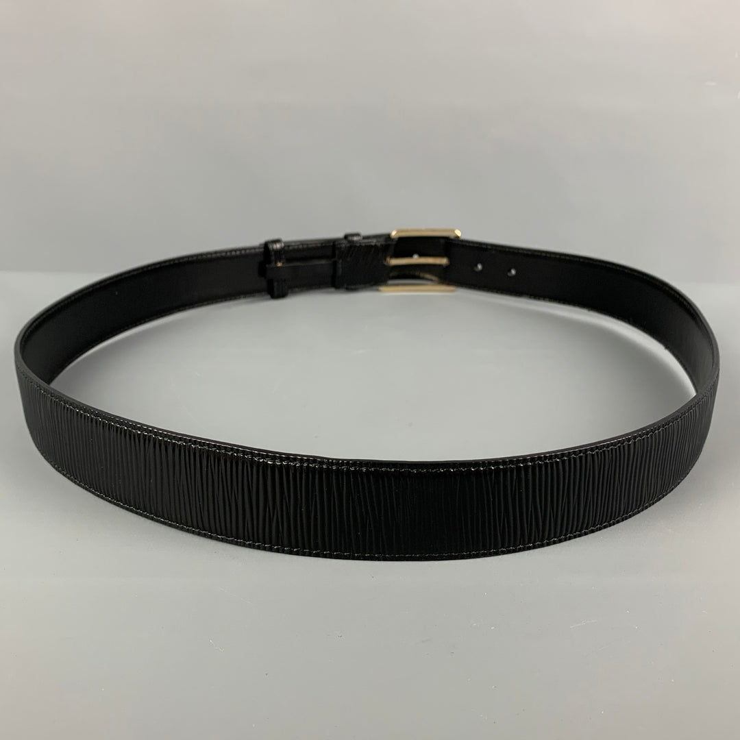 JIL SANDER Size L Black Textured Leather Belt