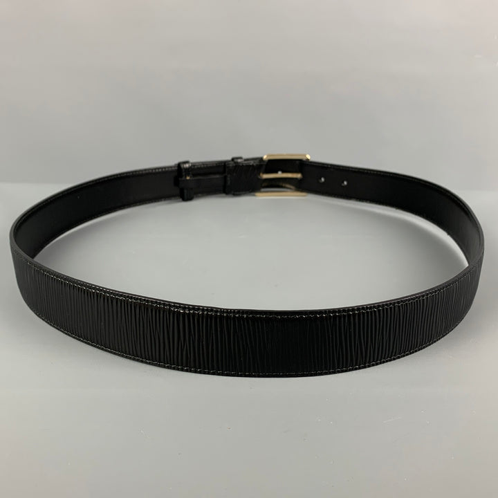 JIL SANDER Size L Black Textured Leather Belt