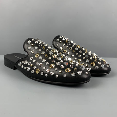 SAKS FIFTH AVENUE Size 12 Black Rumi Studded Mules