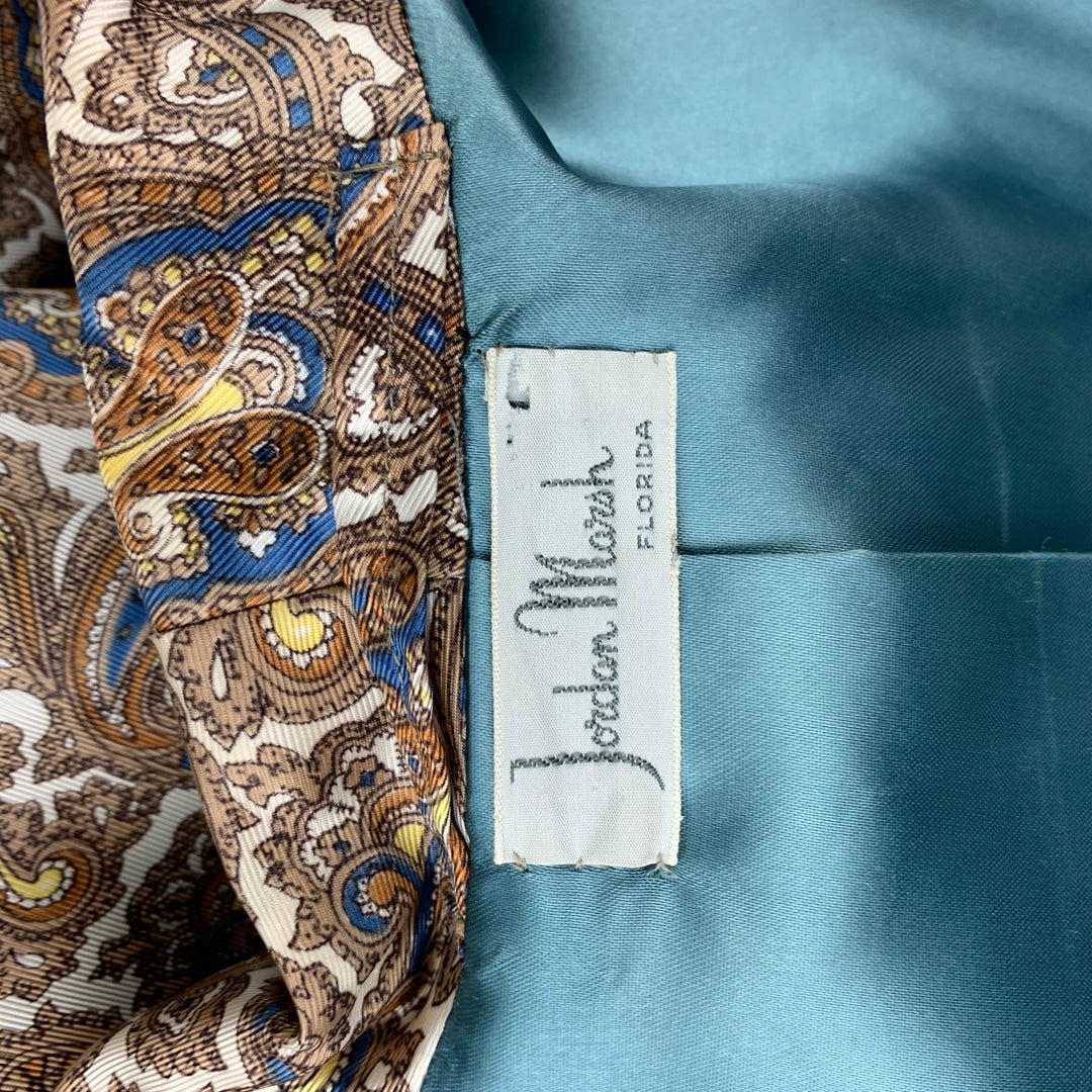vintage JORDAN MARSH Taille M Taupe &amp; Blanc Paisley Soie Ceinture Robe