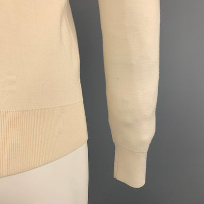 RALPH LAUREN Size S Beige Solid Merino Wool Patch Pockets Cardigan Sweater