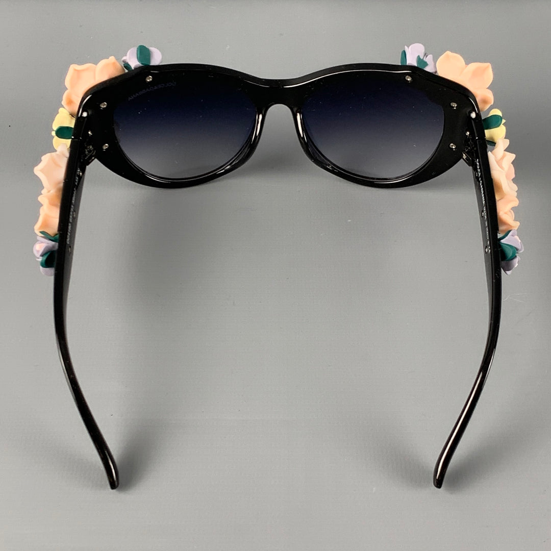 DOLCE & GABBANA Black Multi-Color Floral Acetate Sunglasses