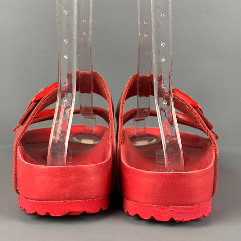 VALENTINO x BIRKENSTOCK Size 12 Red Leather Buckle Sandals