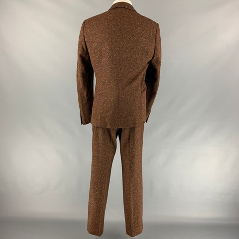 BURBERRY PRORSUM Size 44 Brown & Orange Heather Wool Blend Notch Lapel Suit