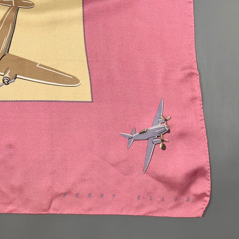 PERRY ELLIS Bufanda de seda con estampado de avión rosa beige