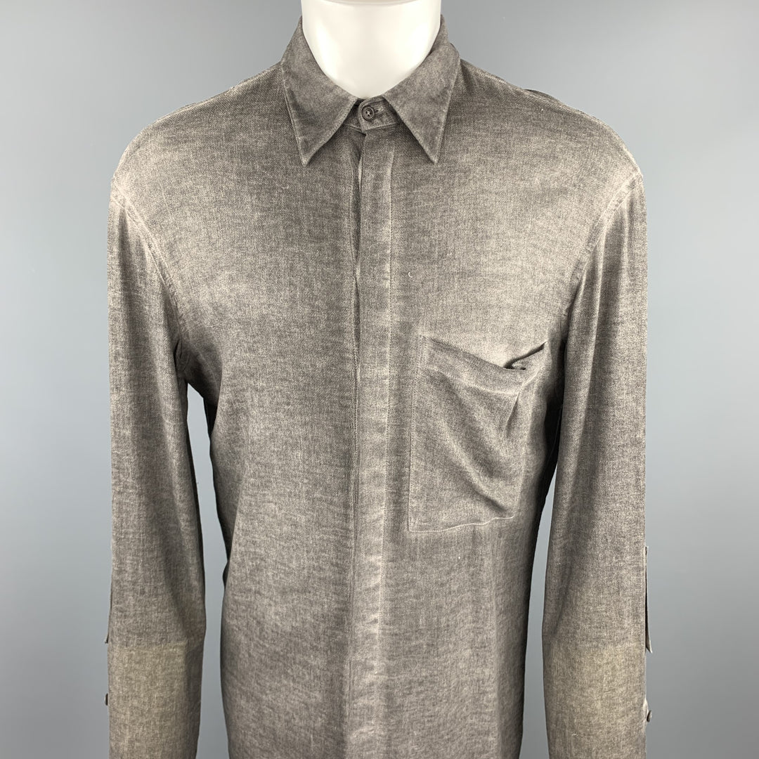 ALEXANDRE PLOKHOV Taille S Chemise à manches longues boutonnée en coton teint gris foncé