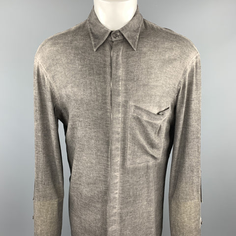 ALEXANDRE PLOKHOV Size S Dark Gray Dyed Cotton Button Up Long Sleeve Shirt