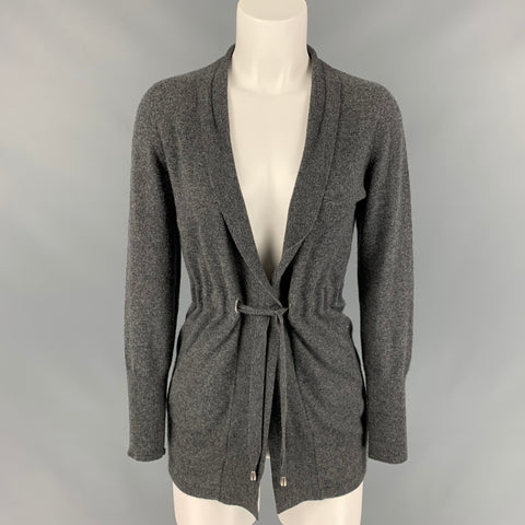 BRUNELLO CUCINELLI Cárdigan de punto de cachemira con cordón gris talla S