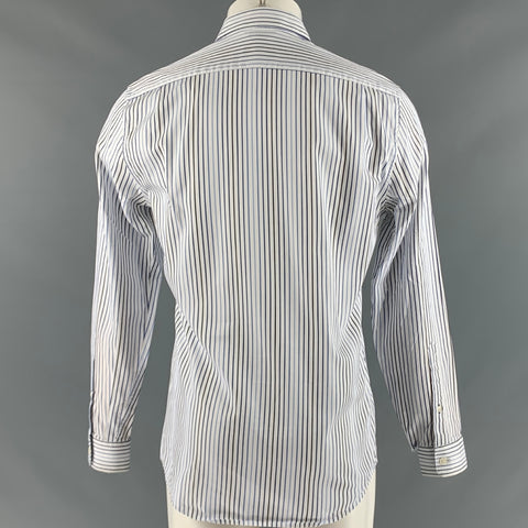 PAUL SMITH Size S White Blue Stripe Cotton Long Sleeve Shirt