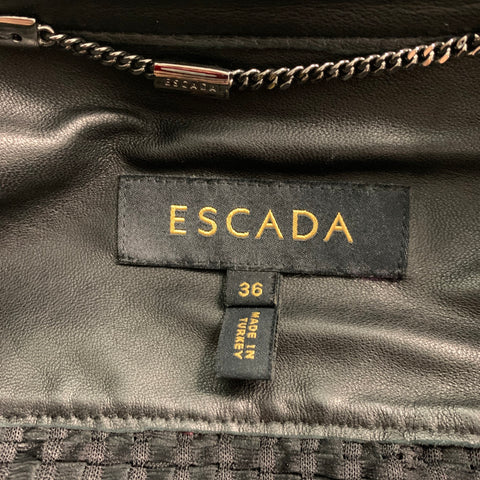 ESCADA Size 6 Black Lamb Skin Zip Up Jacket