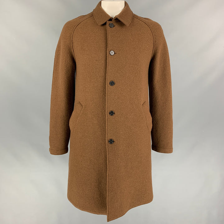 HARRIS WHARF LONDON Size 44 Brown Textured Wool Buttoned Coat