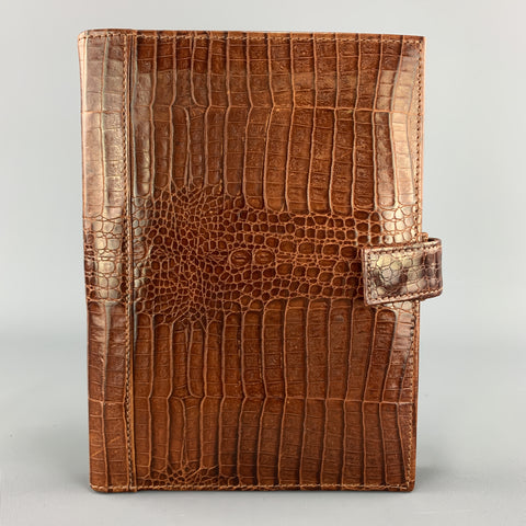 Étui de planificateur en cuir beige gaufré alligator TUMI