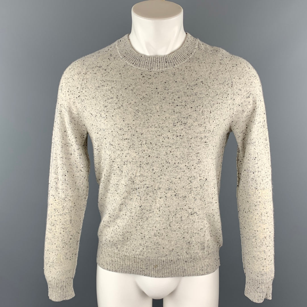 ATM Size M Grey Heather Cashmere Ribbed Collar Pullover