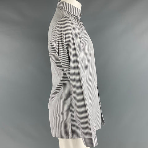 CHRISTIAN DIOR Taille M Chemise à manches longues à rayures blanches grises