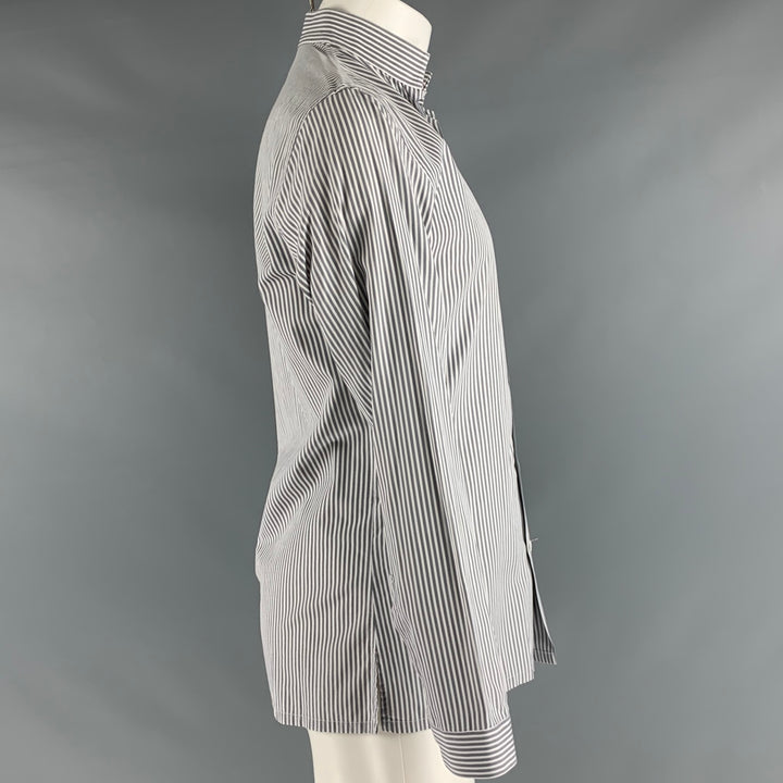 CHRISTIAN DIOR Size M Grey White Stripe Long Sleeve Shirt