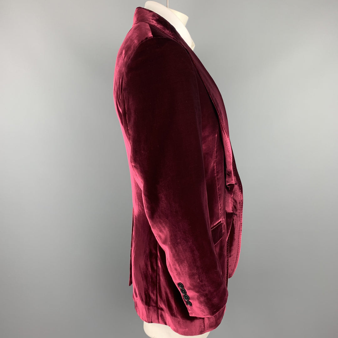DOLCE &amp; GABBANA Taille 44 Manteau de sport à revers cranté en velours bordeaux