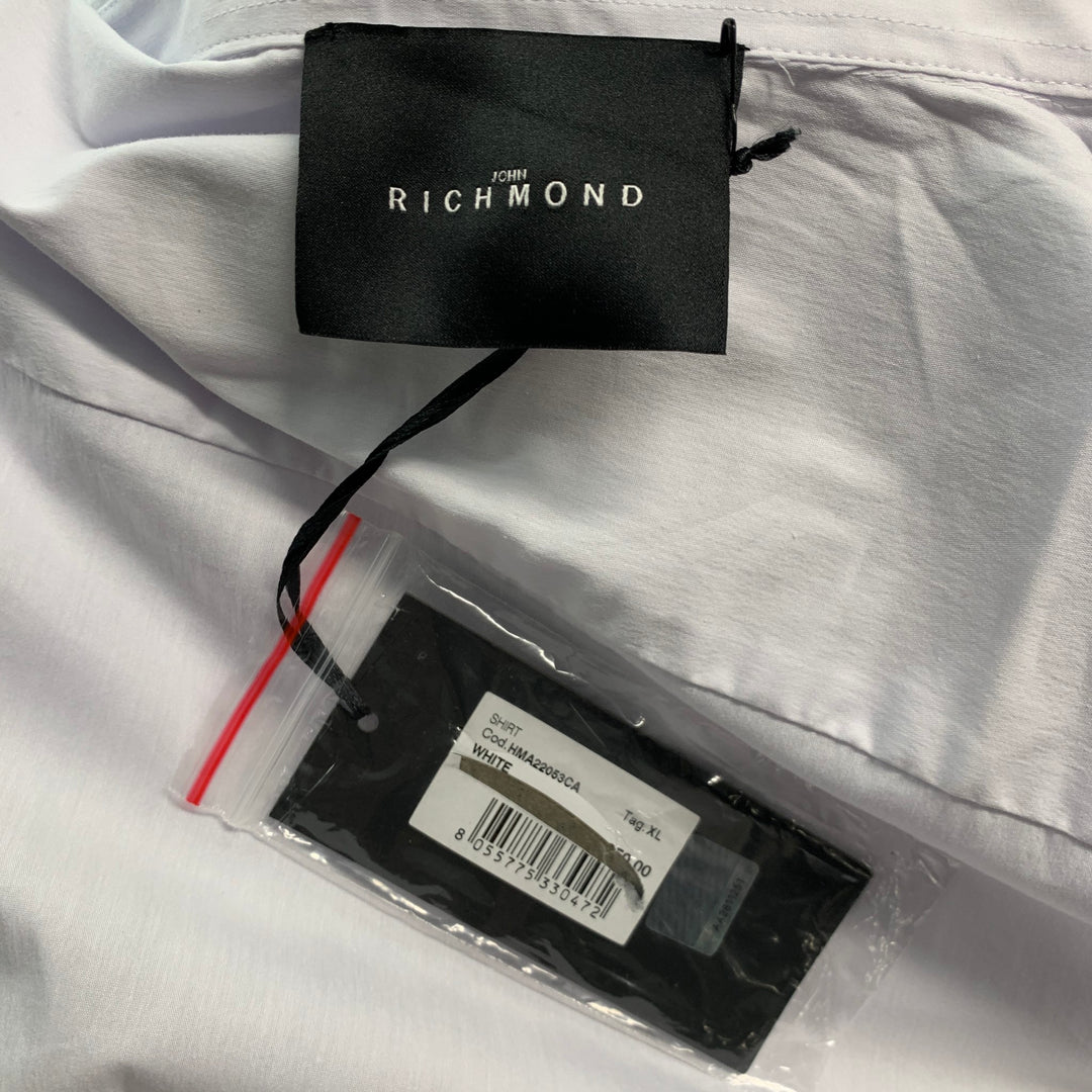JOHN RICHMOND Taille XL Chemise à manches longues boutonnée en mélange de coton uni blanc
