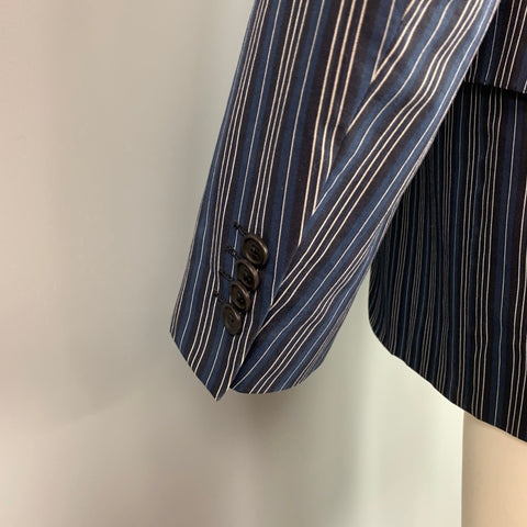 ETRO Size 38 Navy & Black Stripe Acetate Blend Notch Lapel Sport Coat