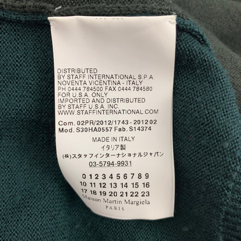 MAISON MARTIN MARGIELA Talla XL Cárdigan con botones de lana con bloques de color verde oliva