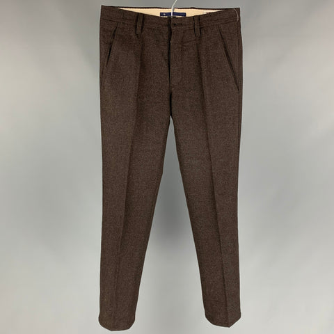 TWISTED Pantalones de vestir con bragueta de botones de lana marrón Talla 28