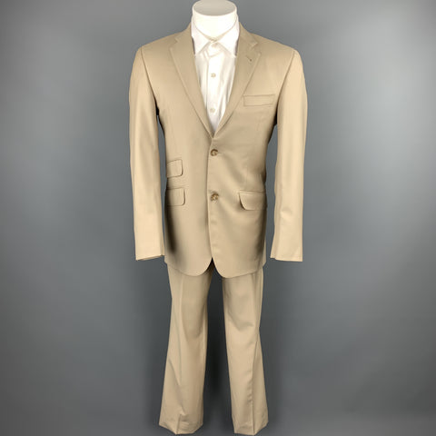 BURBERRY LONDON Size 36 Solid Tan Wool Notch Lapel Suit