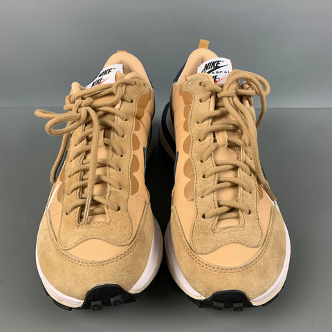 NIKE x SACAI Talla 7.5 Zapatillas de deporte de gamuza con materiales mixtos color tostado y azul marino