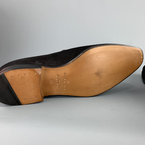 CARMINA Size 10.5 Black Suede Slip On Dress Loafers