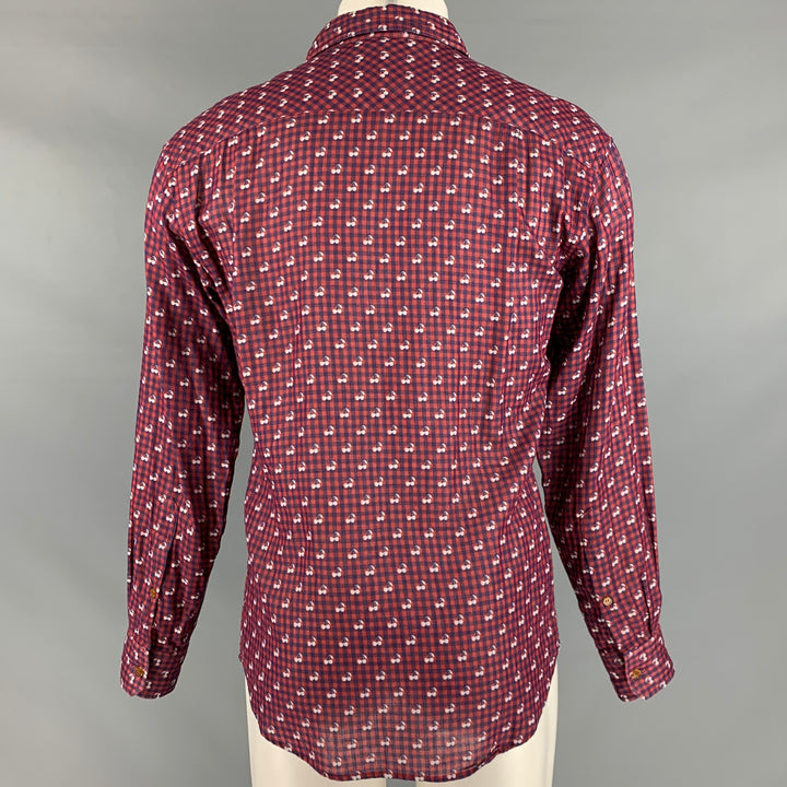 VIVIENNE WESTWOOD Size 36 Red White Blue Checkered Cotton Long Sleeve Shirt