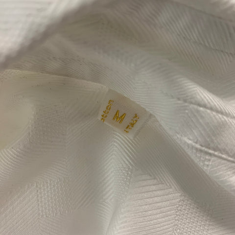 BRIONI Taille M Chemise à manches longues boutonnée en coton jacquard blanc