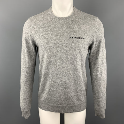THEORY Size M Grey Heather Cashmere Crew-Neck Pullover Sweater