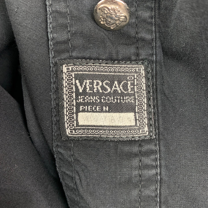 Vintage VERSACE JEANS COUTURE Size M Black Cotton Button Down Long Sleeve Shirt