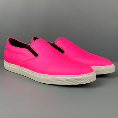 DSQUARED2 Size 10 Neon Pink Nylon Slip On Sneakers
