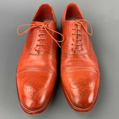 PAUL SMITH Size 10.5 Brick Perforated Leather Cap Toe Lace Up Shoes