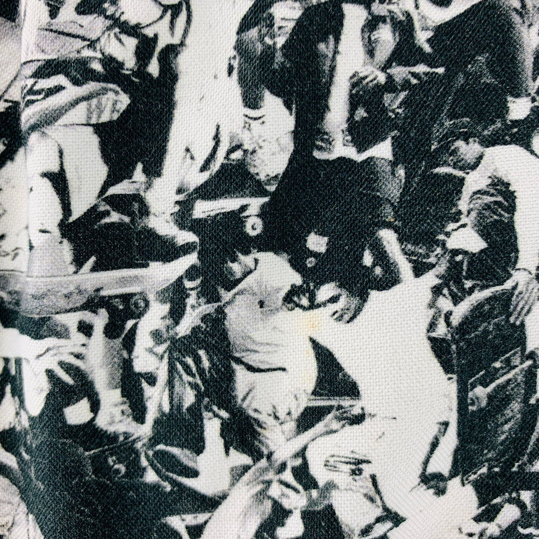 OPENING CEREMONY Size XL Black White Print Cotton Button Down Long Sleeve Shirt