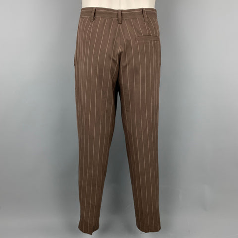 Vintage JEAN PAUL GAULTIER Size M Brown Stripe Cotton Double Breasted Suit